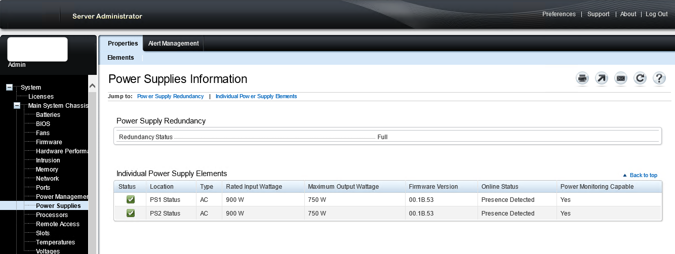Check NVR Power Supply Using OpenManage Server Administrator (OMSA)
