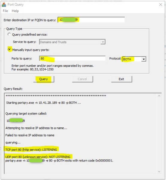 Windows How to Check if the IP Port is Open Using PortQryUI