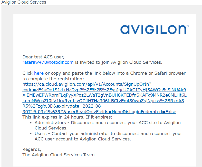 Avigilon Cloud Services Login Login pages Info