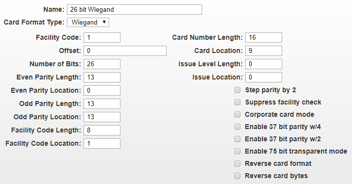 Setup Hid H10301 26 Bit Card Format In Acm 