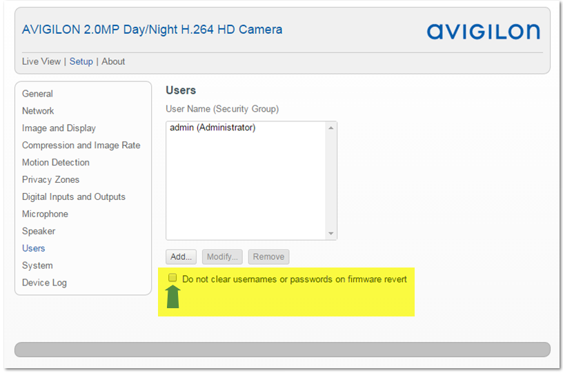 New feature added into Avigilon cameras maintaining password after a