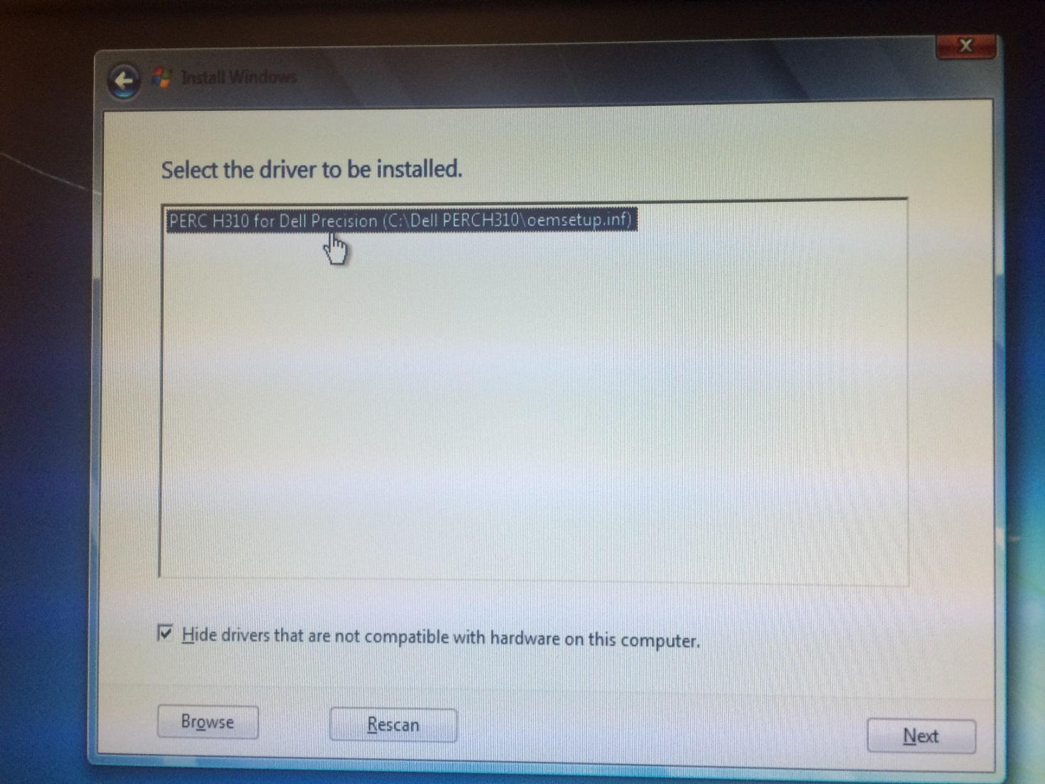 How to Reimage a 4MNHDRMWS T5600 with a PERC H310 RAID Controller