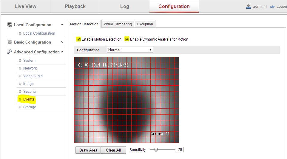 Hikvision 2024 sensitivity setting