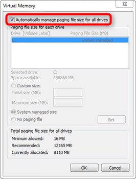 ACC Client reports Low Virtual Memory (Resource Exhaustion)