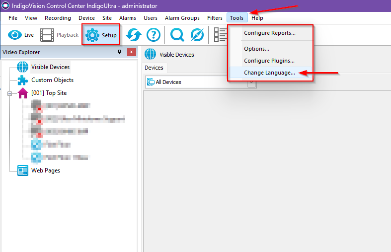 IndigoVision Control Center Change Software Language