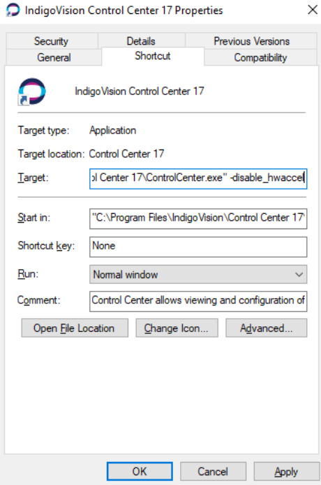 IndigoVision Control Center Disable GPU Decoding on Client PC