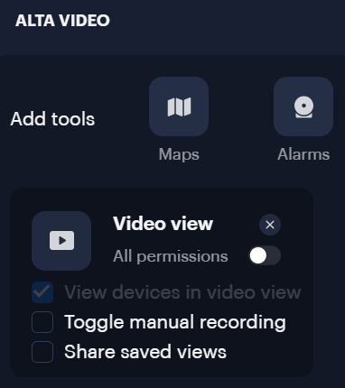How to enable Live View Only Permission in Alta Video