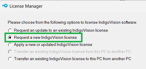 IndigoVision New Permanent or Demo License required