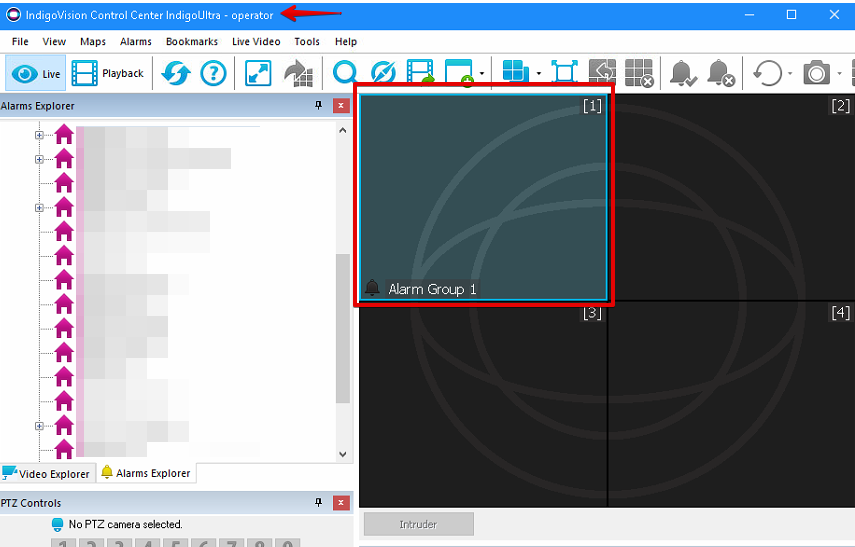 IndigoVision Users cannot view Alarm Group Video Panes in Live