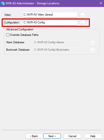 IndigoVision Windows NVR-AS Configuration Backup