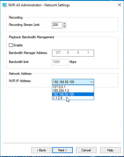 Change the IP Address on NVR-AS Administrator