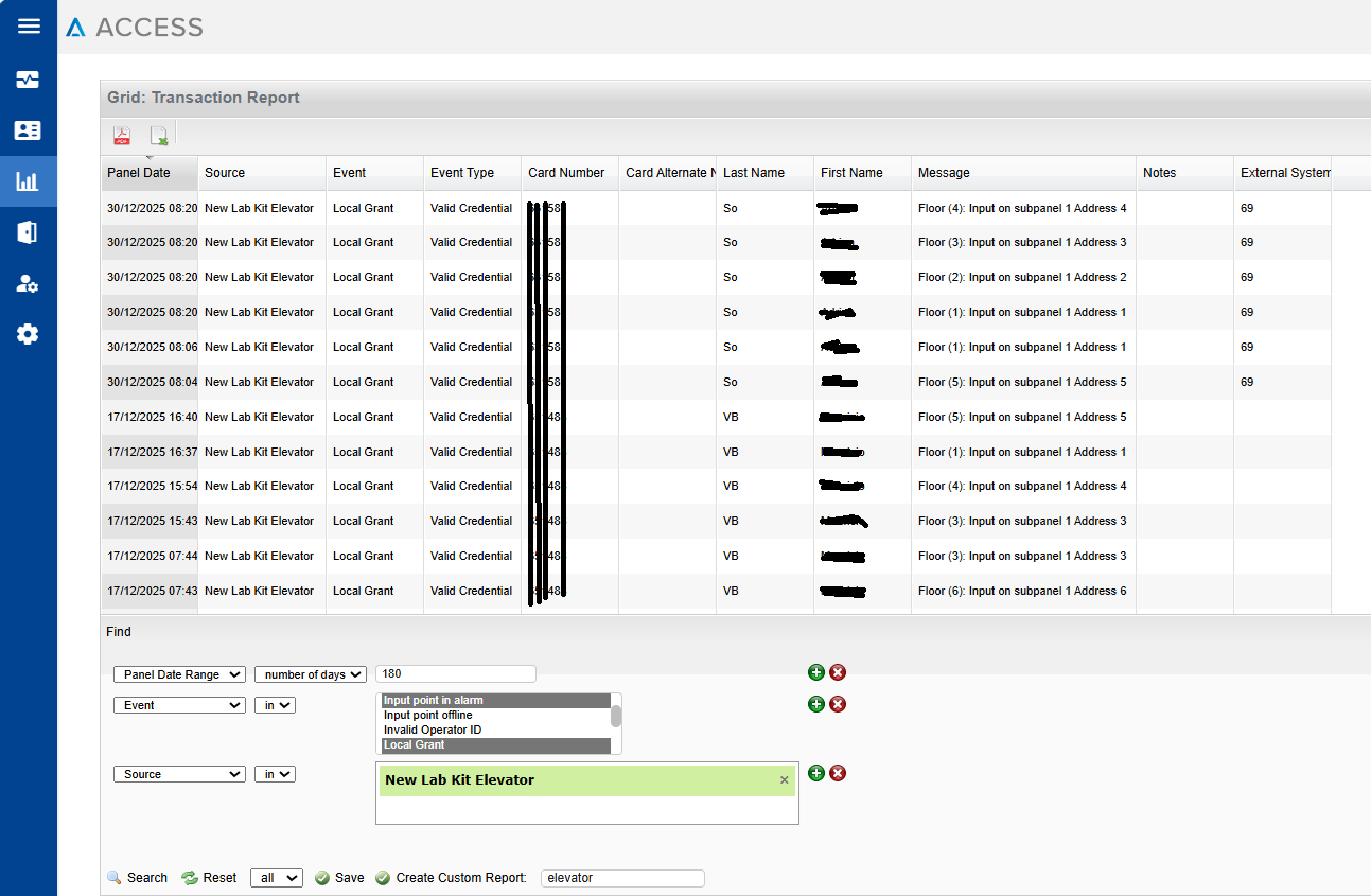 ACM6/UA7 - Transaction Report - about all people who used an entry or ...