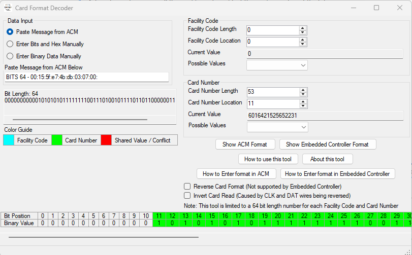 The 64 Card Number Length card format does not show up in Unity Access ...