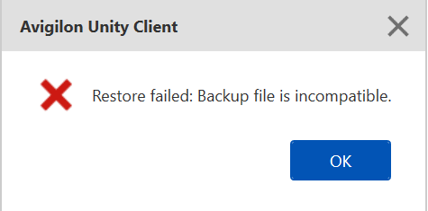 Restore Failed Error: Backup file is incompatible